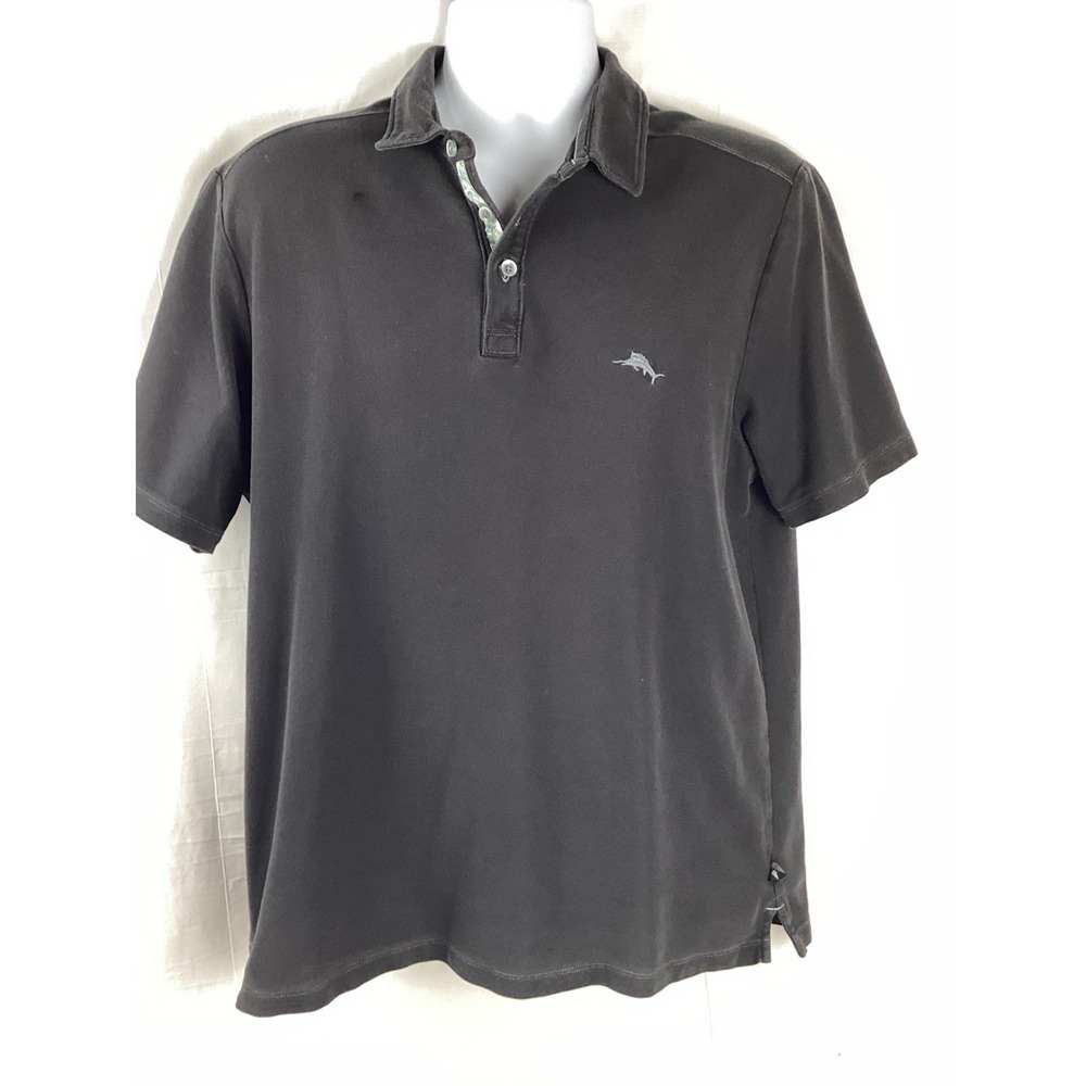Tommy Bahama IslandZone Men's Large Supima Cotton Black Blend Polo Classic Fit